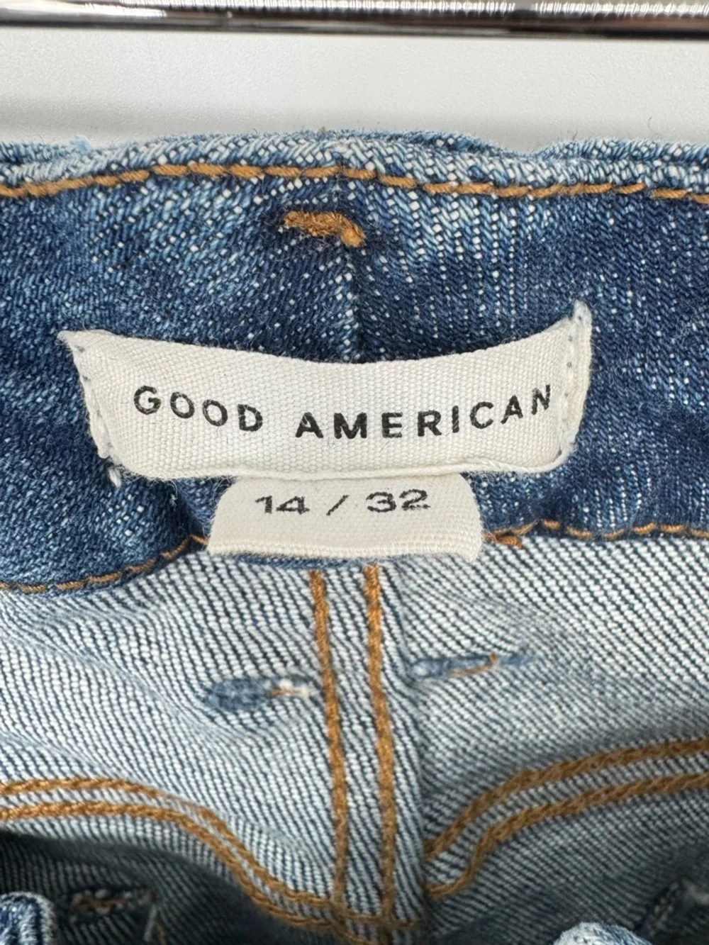 Good American Good Classic Skinny Jeans Distressed Indigo207 Size 14/32